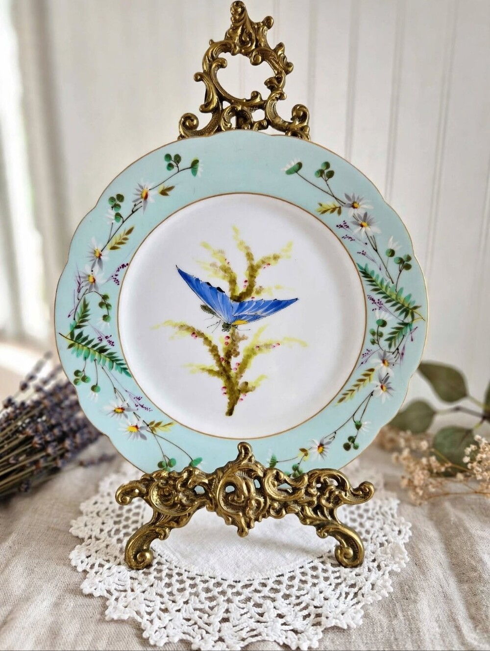 Antique Hand-Painted Limoges Style Porcelain Cabinet Plate